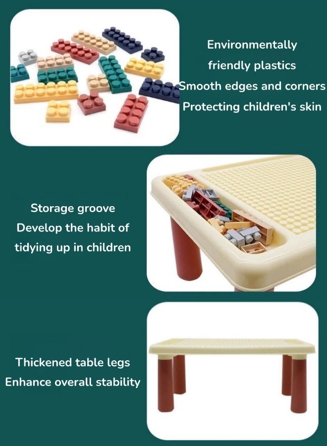 Kids Building Blocks Table, Multiple Activity Table Set, Small Particle Building Block, Safe & Easy to Assemble, 3D Brain Development Learning and Educational Toys (Table, 120+ Pieces)  - Image 5