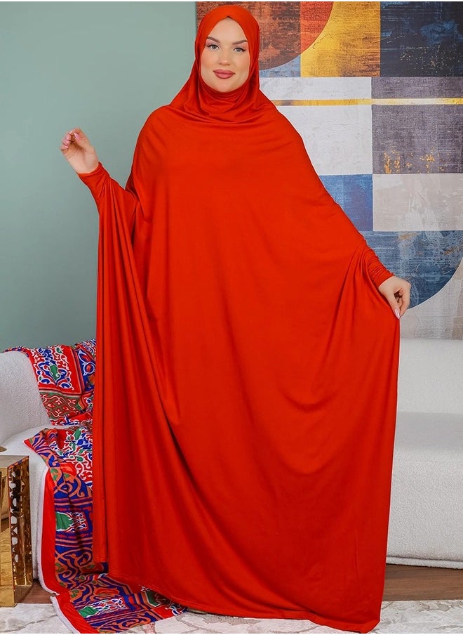 زمرد ثوب صلاة بحريني - ساده عملي مع غطاء الرأس من زمرد فاشون  - Image 4