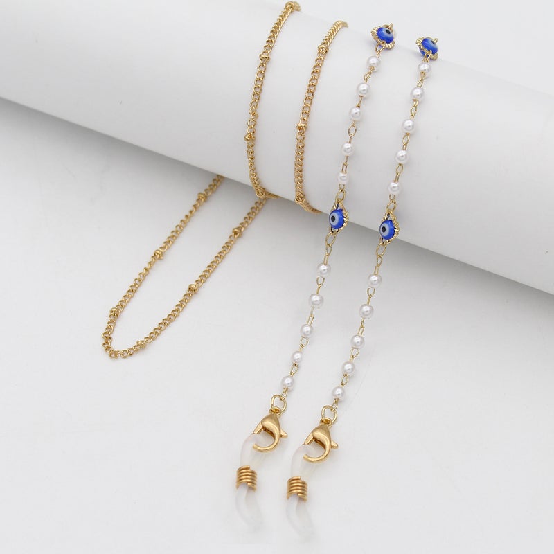 Generic Fashion Beaded Sunglasses Chain for Women 01 blue diamond eyes 