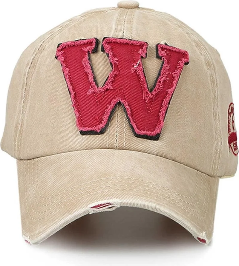 Cotonila W Model | 100% Cotton Washed W Letter Cap Hat