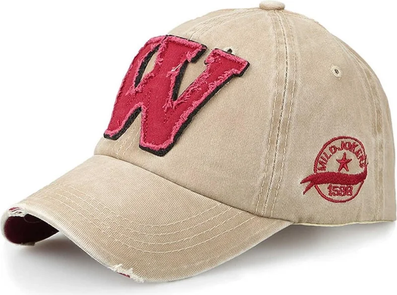 Cotonila W Model | 100% Cotton Washed W Letter Cap Hat