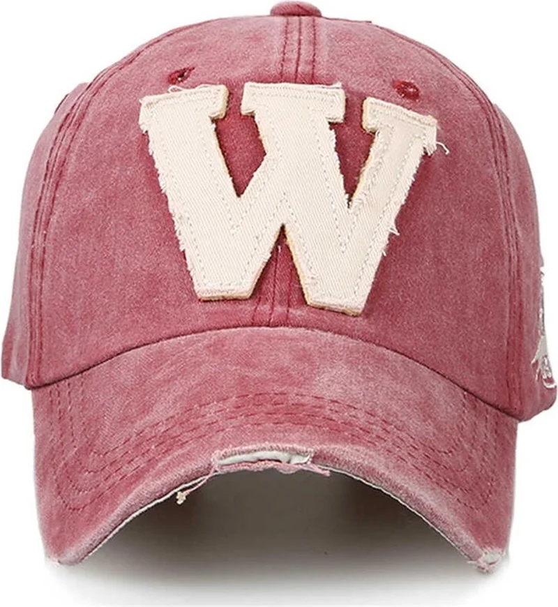 Cotonila W Model | 100% Cotton Washed W Letter Cap Hat
