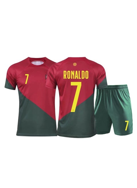 M MIAOYAN 2022 كأس العالم البرتغال جيرسي رقم 7 رونالدو بدلة كرة القدم للرجال والنساء الكبار بدلة مروحة