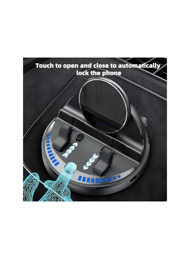 S-TOP Magnetic Car Phone Holder, 15W Fast Wireless Charger, Smart Sensor with 360° Rotation & Rainbow Ambient Light, Vacuum Suction Mount for iPhone for Samsung Tablets Large Phones, with Button Control - Image 4