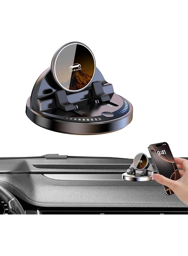 S-TOP Magnetic Car Phone Holder, 15W Fast Wireless Charger, Smart Sensor with 360° Rotation & Rainbow Ambient Light, Vacuum Suction Mount for iPhone for Samsung Tablets Large Phones, with Button Control - Image 1