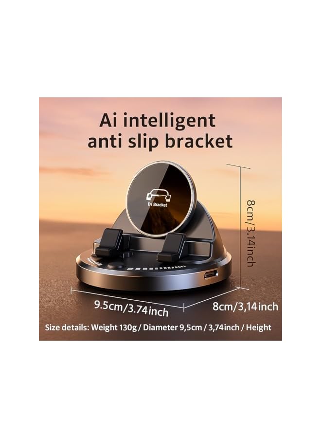 S-TOP Magnetic Car Phone Holder, 15W Fast Wireless Charger, Smart Sensor with 360° Rotation & Rainbow Ambient Light, Vacuum Suction Mount for iPhone for Samsung Tablets Large Phones, with Button Control - Image 5