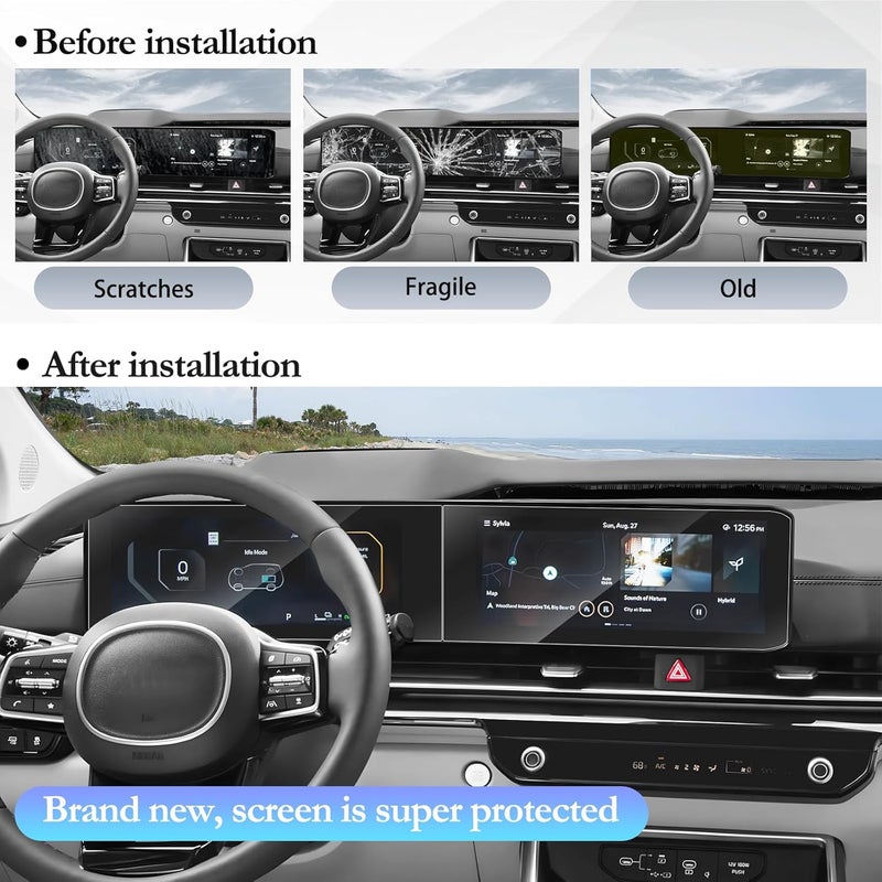 SKTU 4PCS Screen Protector for 2025-2026 Kia Carnival 12.3-Inch Navigation & Instrument Screen - Image 5