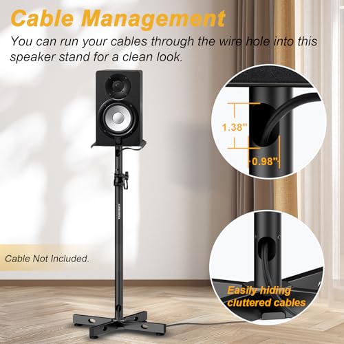 Vondynote Set of 2 Studio Monitor Stands Adjustable Height Speaker Stands with Cable Management - Image 4
