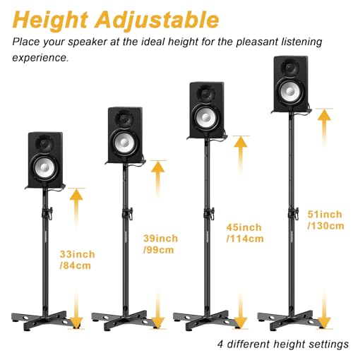 Vondynote Set of 2 Studio Monitor Stands Adjustable Height Speaker Stands with Cable Management - Image 3