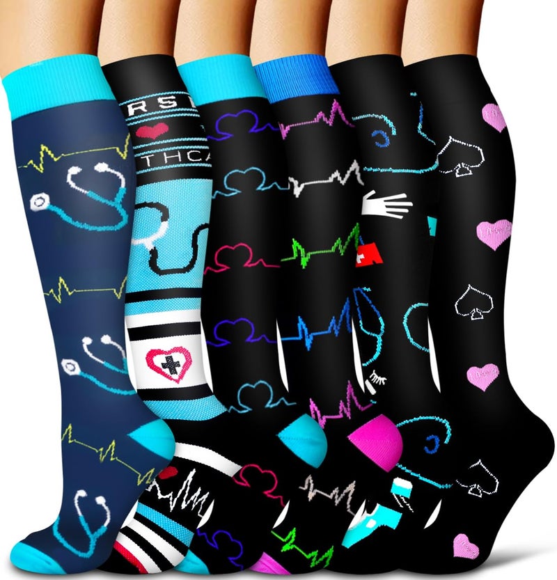 COOLOVER Copper Compression Socks for Women and Men(6 Pairs)-Best Support for Running, Athletic, Nursing, Travel - Image 1