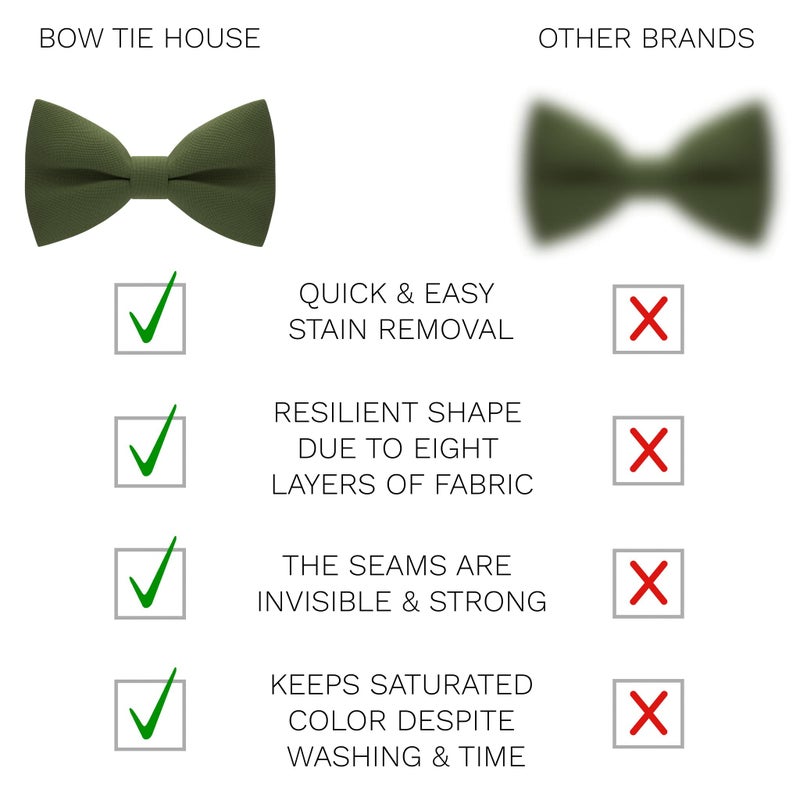 Bow Tie House ربطة عنق منزلية للرجال بتصميم كلاسيكي مسبق الربط رسمي صلب (كبير، هليون) - Image 3