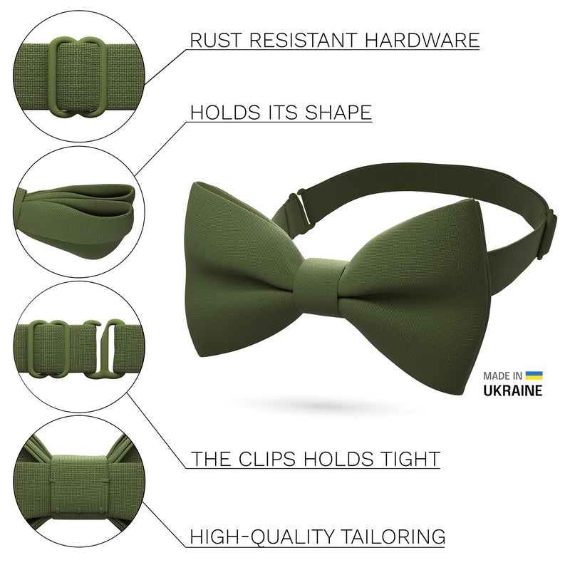 Bow Tie House ربطة عنق منزلية للرجال بتصميم كلاسيكي مسبق الربط رسمي صلب (كبير، هليون) - Image 2