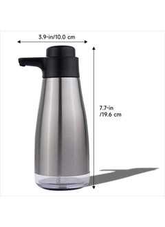 SYOSI Stainless Steel Soap Dispenser, Hand and Dish Soap Dispenser for Kitchen Bathroom, 15oz Glass Soap Dispenser with Matte Stainless Steel Pump, Refillable Liquid Soap and Lotion Dispenser  - Image 3