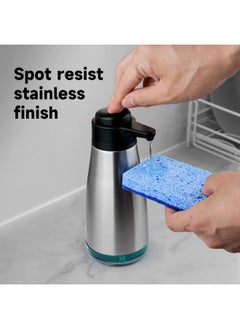 SYOSI Stainless Steel Soap Dispenser, Hand and Dish Soap Dispenser for Kitchen Bathroom, 15oz Glass Soap Dispenser with Matte Stainless Steel Pump, Refillable Liquid Soap and Lotion Dispenser  - Image 2