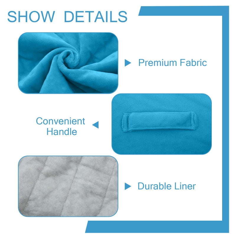 MeMoreCool Square Stuffed Pouf Ottoman Foot Rest, Floor Pouf Foot Stool with Foam Chunk Filling, Soft Stuffed Ottoman Footrest for Living Room, Blue - Image 5
