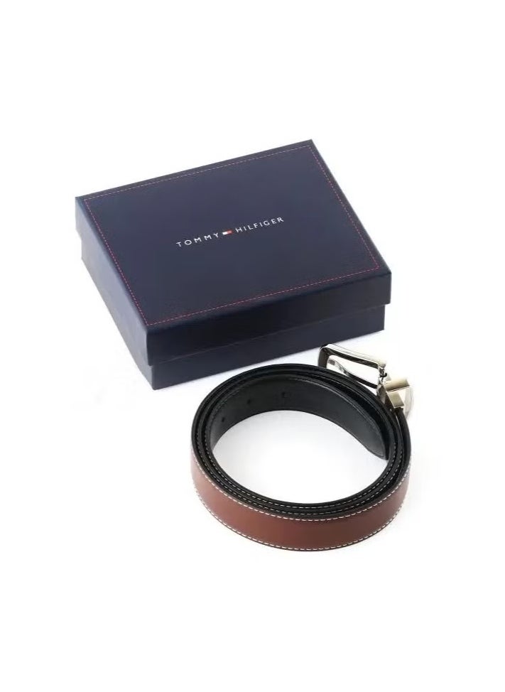 Tommy Hilfiger Plus Tommy Hilfiger leather brown belt with box for men  - Image 5