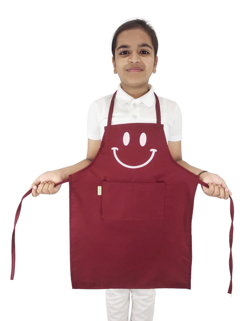 Switchon Polyester Waterproof Adjustable Kids Multi purpose Cooking Apron with a chef cap School Apron - for 6 years to 12 years Proudly made in india (MAROON) - Image 3