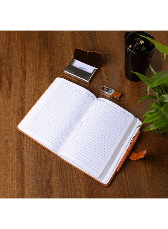 Styrke Luxe 4-Piece Set: Premium PU Leather Diary, Cardholder, Pen & Keychain | Elegant Professional Accessory Gift for Men & Women - Image 2