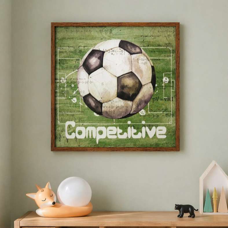 Pan Home Hyper Sport Fine Paper Printed Framed Wall Art 42x42cm - Green - 163AIC9904915 - Image 1
