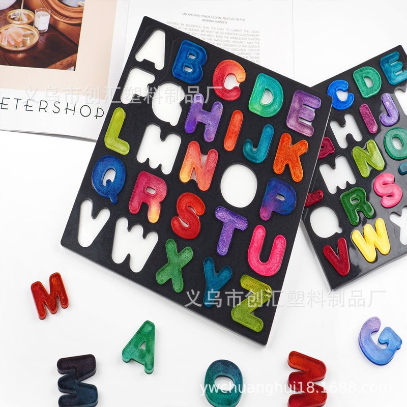 Diy Crystal Resin Drop Glue Letter Board Literacy English Letters Mirror Silicone Mold Set Manufacturers - Image 4