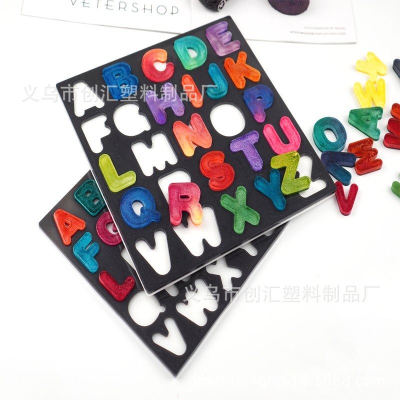 Diy Crystal Resin Drop Glue Letter Board Literacy English Letters Mirror Silicone Mold Set Manufacturers - Image 1
