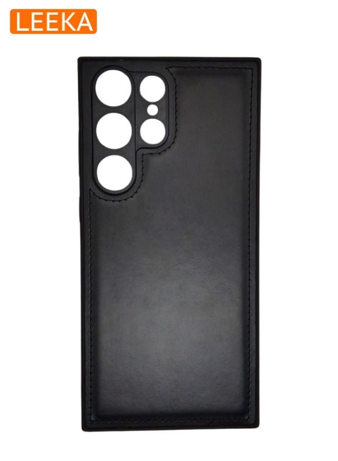 LEEKA حافظة سامسونج S23 ألترا بملمس جلد فاخر مع شعور بالراحة الفائقة وحماية ضد السقوط - أسود - Image 1