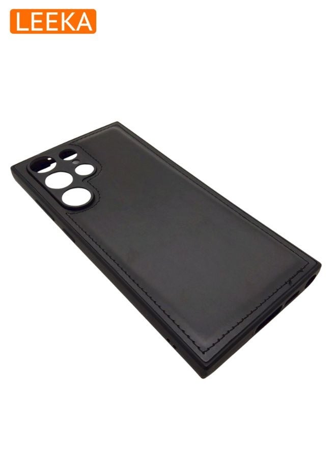 LEEKA حافظة سامسونج S23 ألترا بملمس جلد فاخر مع شعور بالراحة الفائقة وحماية ضد السقوط - أسود - Image 2