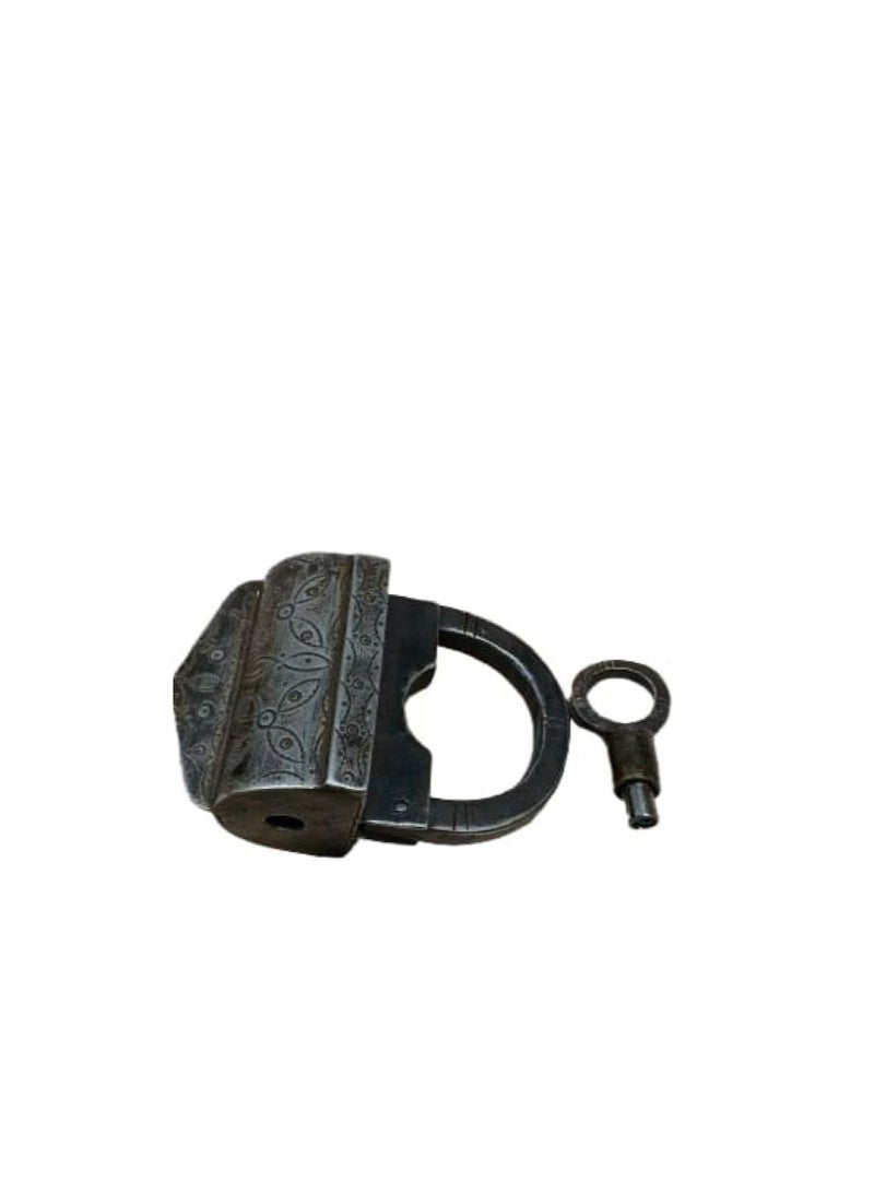 Antique Afghanistan Decorative Lock with Key, 14cm