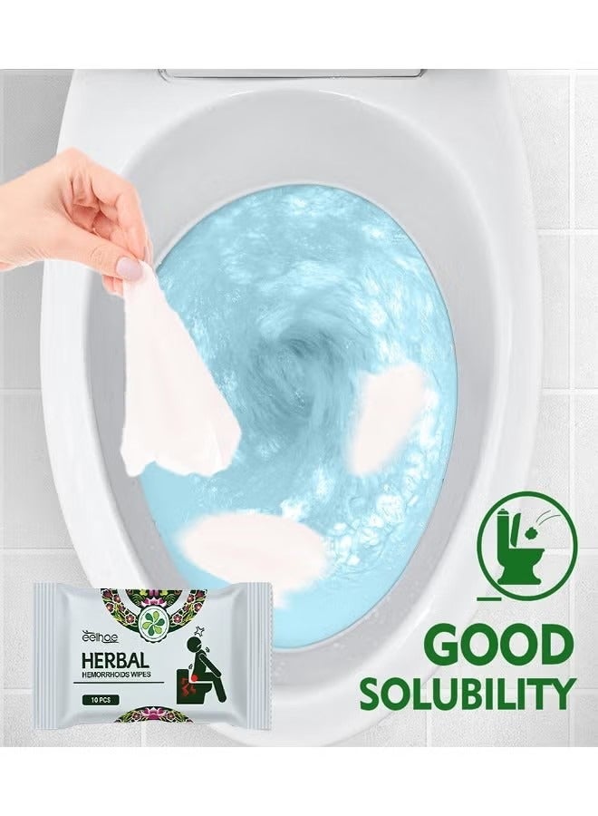 EELHOE 2 Pack/20 Pcs Herbal Hemorrhoid Wipes, Made Entirely From Natural and Botanical Formulas, For The Treatment of Treats External, Hemorrhoids and Fissures, For Long-Lasting Comfort and Soothing Pain - Image 3