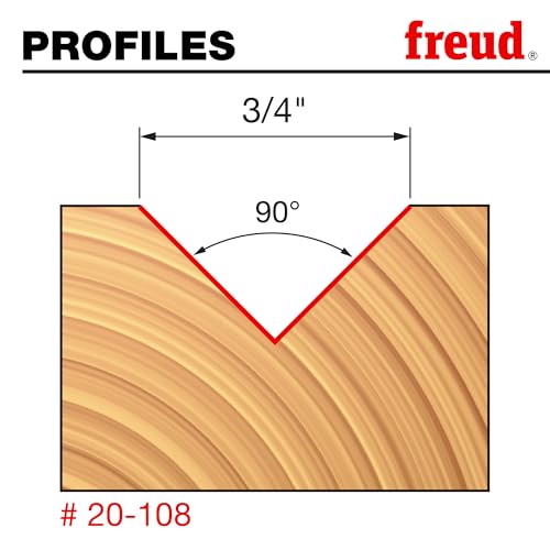 Freud 90° V Grooving Bit with Perma-Shield Coating for Engraving, Signmaking and Veining - 3/4" Dia., 1/2" Height, 2-1/4" Length, 1/2" Shank - 20-108 - Image 2