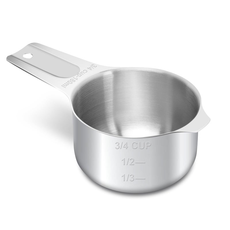 AUOIKK 3/4 Cup (180 ml | 6 oz| 180 cc) Stainless Steel Measuring Cup, Metal Measuring Cup for Cooking & Baking - Image 1