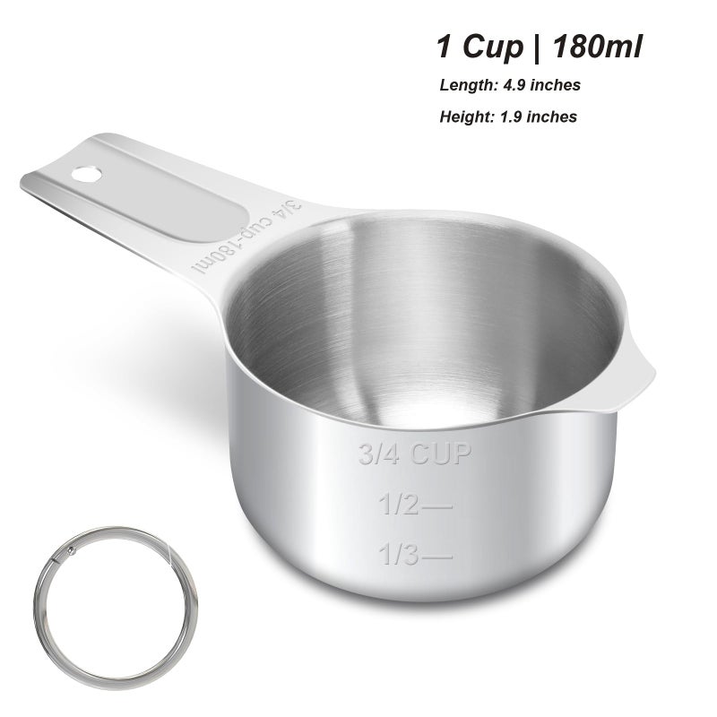 AUOIKK 3/4 Cup (180 ml | 6 oz| 180 cc) Stainless Steel Measuring Cup, Metal Measuring Cup for Cooking & Baking - Image 2