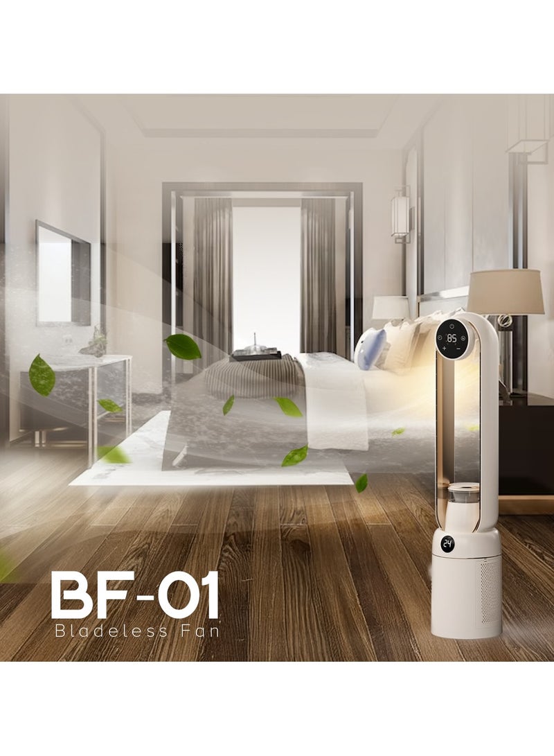 توبيز مروحة Toby’s BF-01 بدون شفرات مع مرطب، شاشة لمسية رقمية وتحكم عن بُعد، تعقيم بالأشعة فوق البنفسجية، أيونات سالبة لتنقية الهواء، 3 أوضاع للهواء للمنزل والمكتب - Image 4