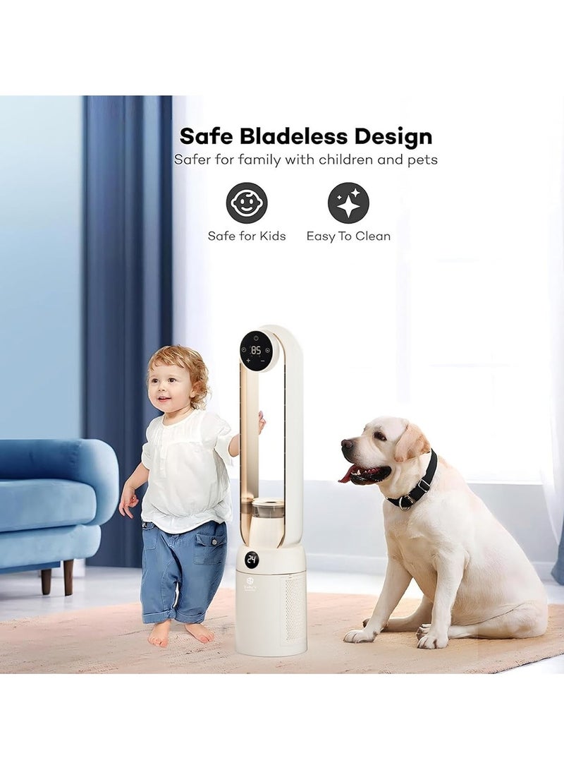 توبيز مروحة Toby’s BF-01 بدون شفرات مع مرطب، شاشة لمسية رقمية وتحكم عن بُعد، تعقيم بالأشعة فوق البنفسجية، أيونات سالبة لتنقية الهواء، 3 أوضاع للهواء للمنزل والمكتب - Image 5