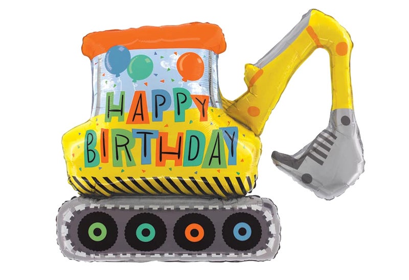 Artisan Owl Happy Birthday Construction Excavator Jumbo 31 Foil Party Balloon - Image 3