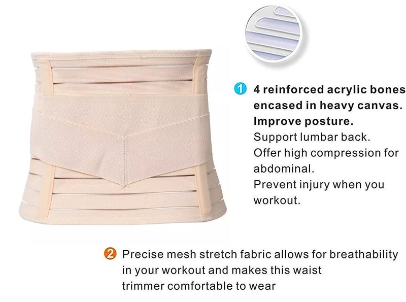 PLUMBURY® Postpartum Post Pregnancy Recovery Waist Trimmer Tummy Control Shapewear Belt, Free Size,Beige - Image 5
