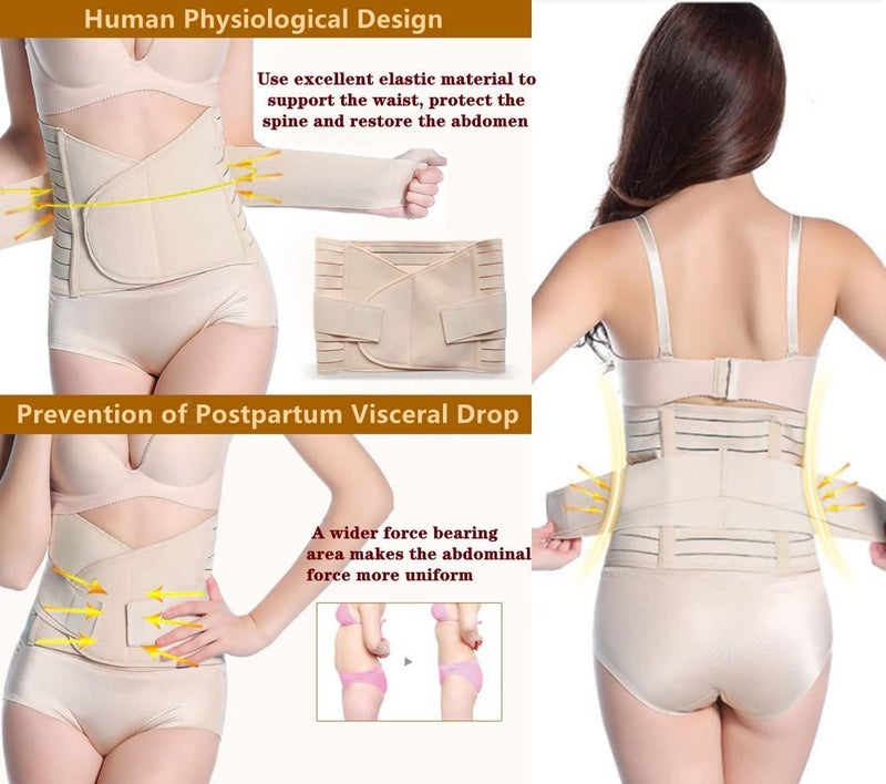 PLUMBURY® Postpartum Post Pregnancy Recovery Waist Trimmer Tummy Control Shapewear Belt, Free Size,Beige - Image 4