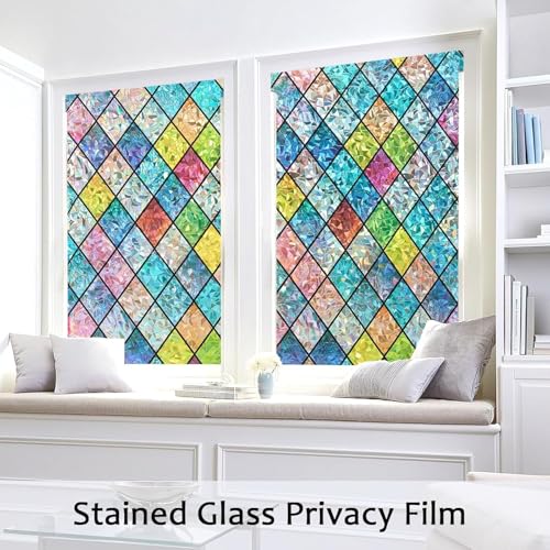 Elton Window Privacy Film, Static Cling, Non-Adhesive, 3D Rainbow Design, Anti-UV, Decorative Window Covering (Rainbow Stained Glass, 24 x 60 Inches) - Image 4