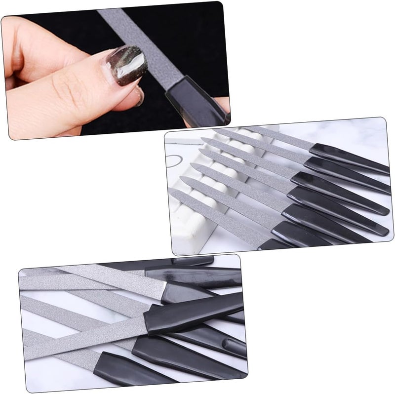 20pcs Double-Sided Nail Files and Stainless Steel Sanding Strips with Black Plastic Handles, Portable Manicure Buffing Nail Art Tools for Home and Salon Use - Image 3