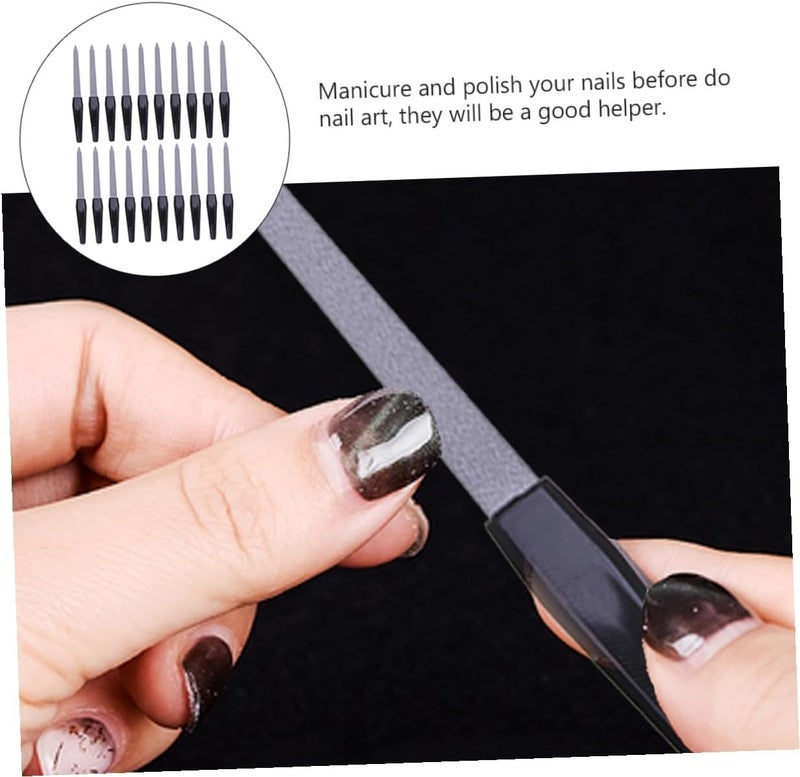 20pcs Double-Sided Nail Files and Stainless Steel Sanding Strips with Black Plastic Handles, Portable Manicure Buffing Nail Art Tools for Home and Salon Use - Image 4