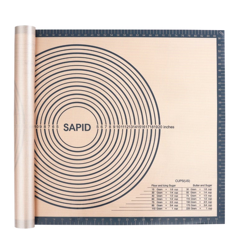 Sapid Extra Thick Silicone Pastry Mat Non-slip with Measurements for Non-stick Silicone Baking Mat Extra Large, Dough Rolling, Pie Crust, Kneading Mats, Countertop, Placement Mats (24" x 36", Gray) - Image 1