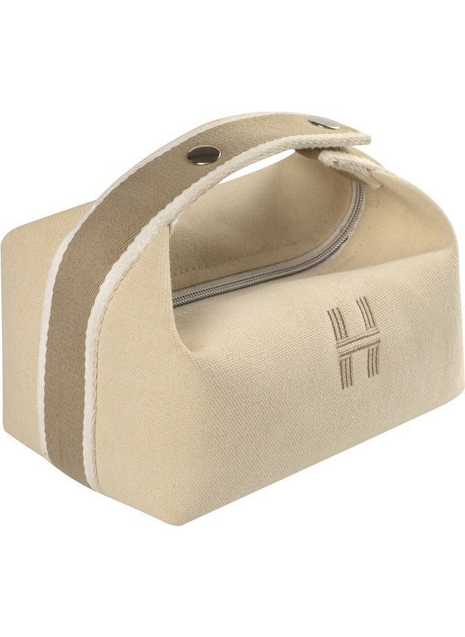 Cara Caro Canvas Fabric Large Capacity Portable Travel Bag Canvas Makeup Bag Travel Storage Bag - Orange Blue Pink White  - Image 1