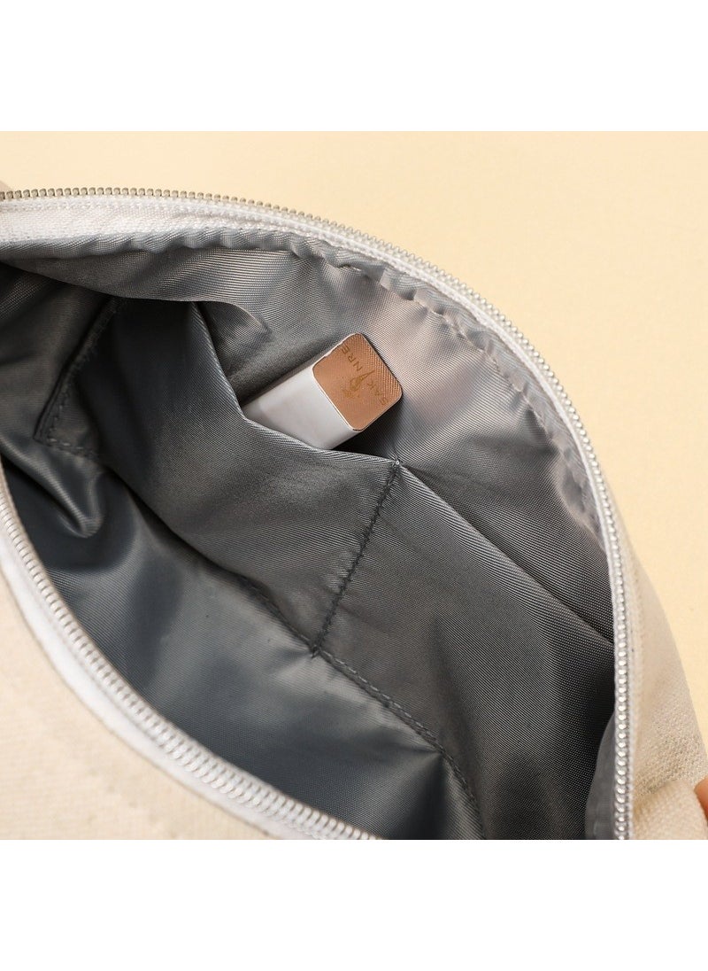 Cara Caro Canvas Fabric Large Capacity Portable Travel Bag Canvas Makeup Bag Travel Storage Bag - Orange Blue Pink White  - Image 3
