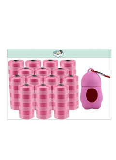 amchi baby Amchi Baby Disposable Scented Bags pack of 14 rolls/280 Bags with Dispenser- Pink  - Image 1
