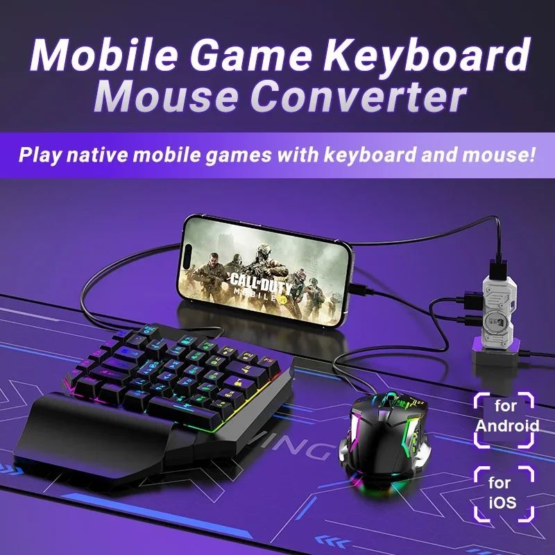 Gamwing M9 Suit Mobile Gaming Keyboard and Mouse Converter Adapter Set, Pubg Game Controller Accessories for Android iOS - Image 1