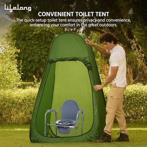Lifelong Polyester Tent for Camping - Dress Changing Pop Up with Portable Foldable Cloth Outdoor Bathroom Tent, Camp Toilet Rain Shelter, Height 7Ft-(Green1 Person) - Image 3