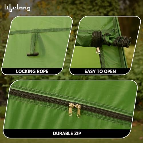 Lifelong Polyester Tent for Camping - Dress Changing Pop Up with Portable Foldable Cloth Outdoor Bathroom Tent, Camp Toilet Rain Shelter, Height 7Ft-(Green1 Person) - Image 4