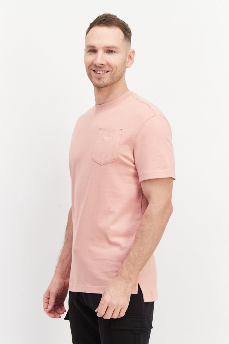 PUMA تي شيرت تدريب رياضي للرجال بشعار العلامة التجارية، وردي - Image 4