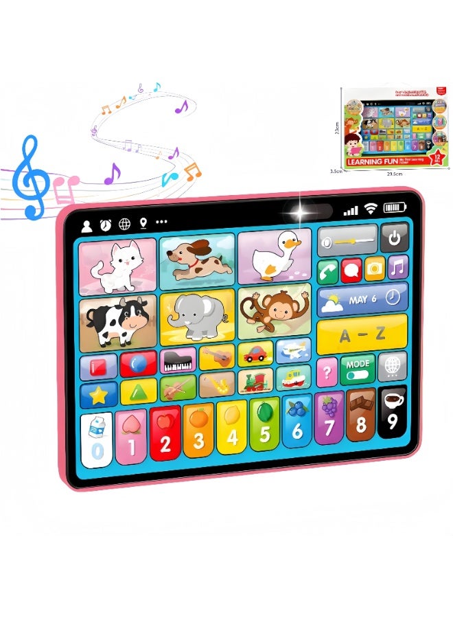 LBMT ألعاب لوحية للتطوير المبكر مع الموسيقى والصوت،ألعاب علاج النطق مونتيسوري لفتاة تبلغ من العمر سنة واحدة، لعبة موسيقية للأطفال الصغار هدايا عيد ميلاد 12+ شهرًا (وردي) - Image 1