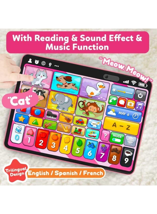 LBMT ألعاب لوحية للتطوير المبكر مع الموسيقى والصوت،ألعاب علاج النطق مونتيسوري لفتاة تبلغ من العمر سنة واحدة، لعبة موسيقية للأطفال الصغار هدايا عيد ميلاد 12+ شهرًا (وردي) - Image 3